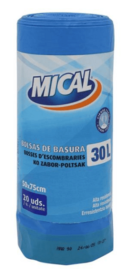 BOLSA BASURA MICAL CUBO ALTO 30L 20U 1U (20) BOLSA BASURA MICAL CUBO ALTO 30L 20U 1U (20)